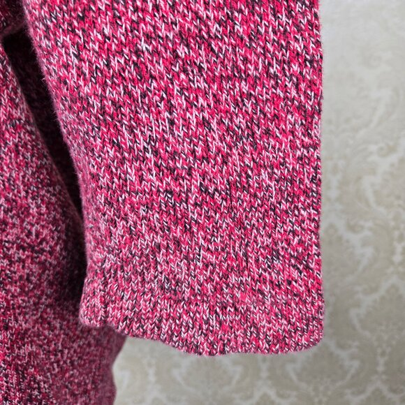 Neiman Marcus Size XL Red Black White Combed Cotton Sweater Relaxed Turtleneck - Picture 4 of 10